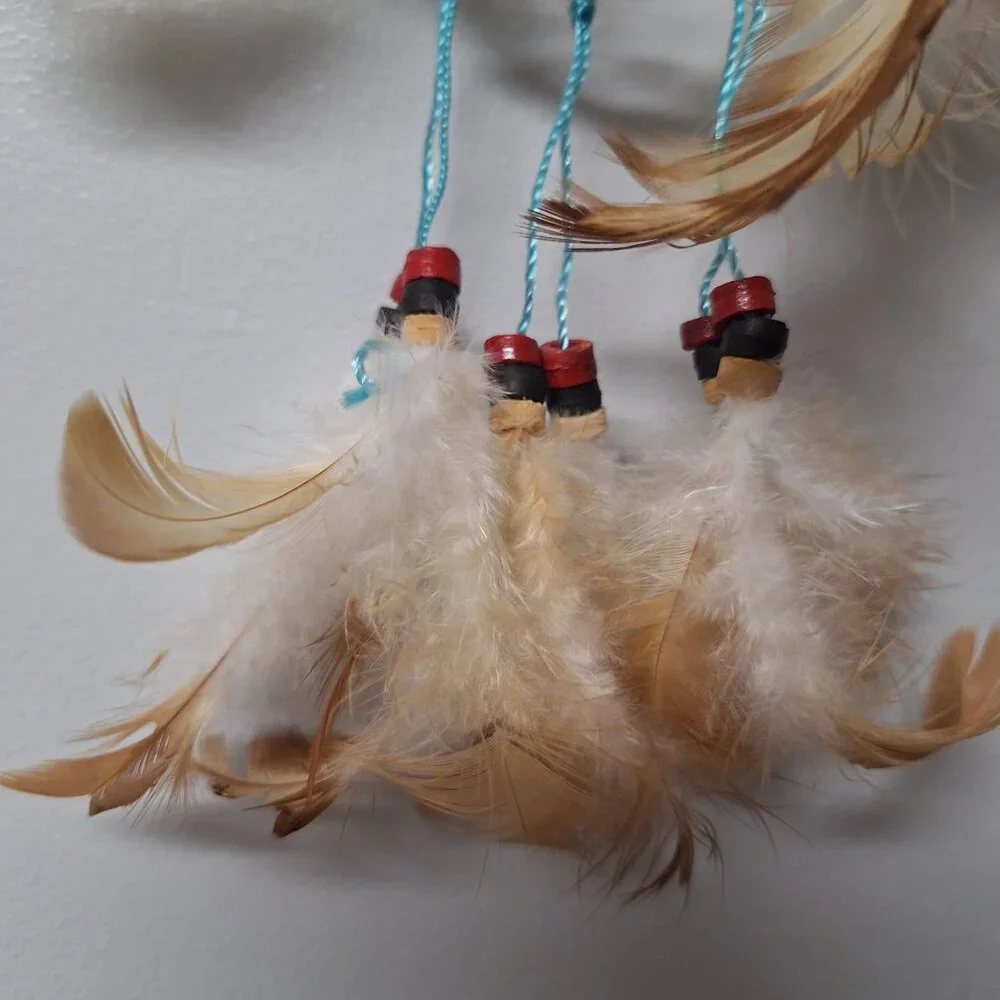Peace Sign Rainbow Dreamcatcher Feathers Beads Handmade Boho Native Traditions‎